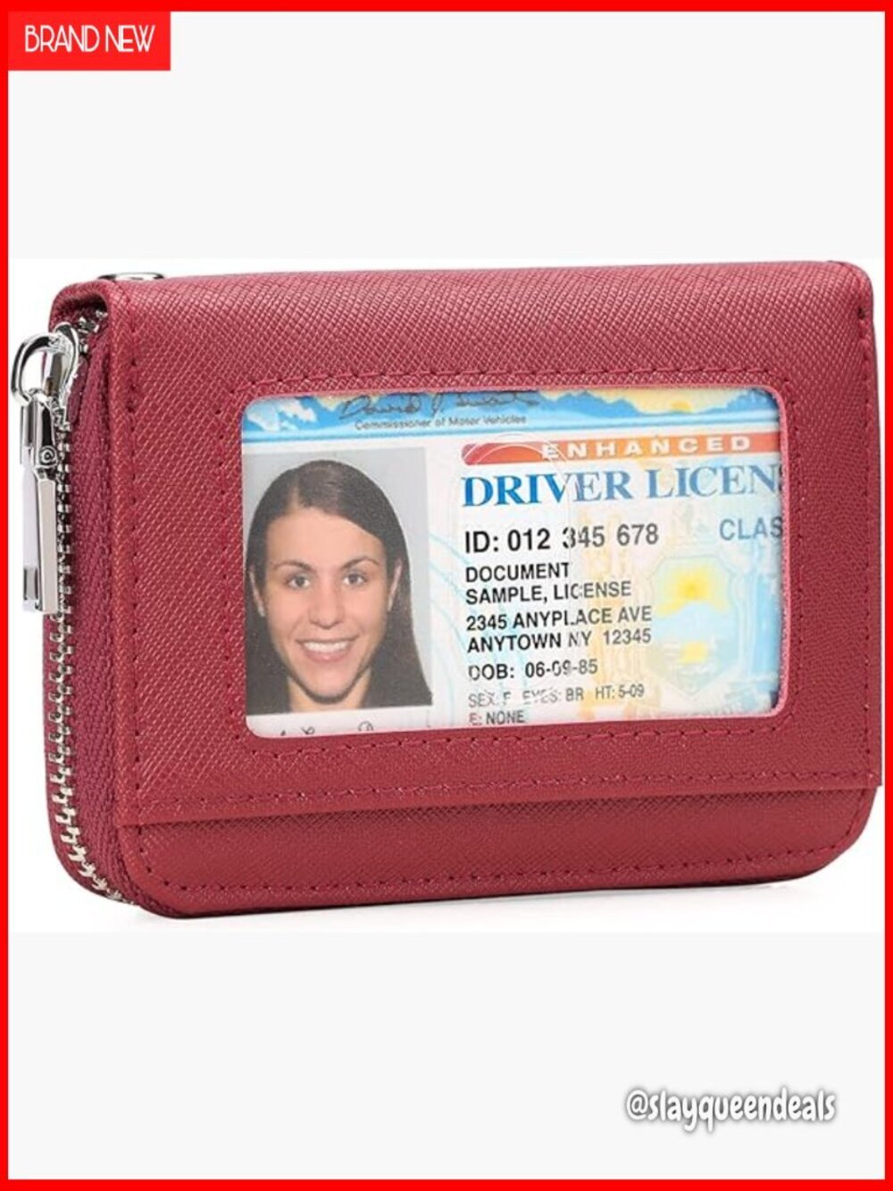 RFID Blocking Leather Wallet Compact Card Holder with ID Window